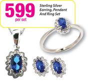 Sterling Silver Earring, Pendant And Ring Set-Per Set