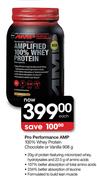 GNC Pro Performance AMP 100% Whey Protein Chocolate Or Vanilla 908g