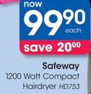Safeway 1200 Watt Compact Hairdryer HD753