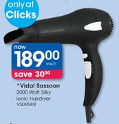 Vidal Sassoon 2000 Watt Silky Ionic Hairdryer VSDR5818