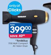 Toni & Guy 1700 Watt Compact AC Salon Dryer