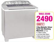 Defy 13kg Metallic Silver Twin Tub Washing Machine DTT165