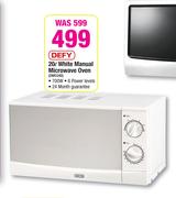Defy 20L White Manual Microwave Oven DMO348