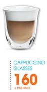 Delonghi Cappuccino Glasses-Per 2 Pack