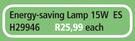Energy Saving Lamp 15W Es H29946-Each