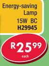 Energy Saving Lamp 15W BC H29945-Each