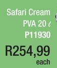 Safari Cream PVA 20Ltr P11930-Each