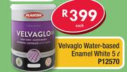 Velvaglo Water Based Enamel White 5Ltr P12570-Each