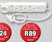 Multi-Plug 3x 16A 2x5A Schucko 1 Sided H68334-Each