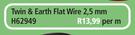 Twin & Earth Flat Wire 2.5mm H62949-Per M