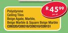 Polystyrene Ceiling Tiles Beige Agate, Marble, Beige Marble & Square Beige Marble-Per Sqm