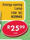 Energy Saving Lamp 15W BC H29945-Each