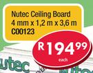 Nutec Ceiling Board 4mmx1.2mx3.6m C00123-Each
