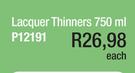 Lacquer Thinners 750ml P12191-Each