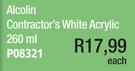 Alcolin Contractor's White Acrylic 260ml P08321-Each