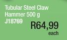 Tubular Steel Claw Hammer 500g J18769-Each