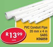 PVC Conduit Pipe 20mmx4m SABS H36059-Each