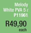 Melody White PVA P11961-5L Each