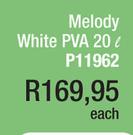 Melody White PVA P11962-20L Each
