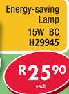 Eurolux Energy Saving Lamp 15W BC H29945-Each