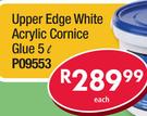 Upper Edge White Acrylic Cornice Glue P09553-5L