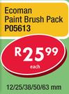 Ecoman Paint Brush Pack 12/25/38/50/63mm P05613-Each