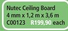 Nutec Ceiling Board 4mm x1.2x3.6m C00123-Each
