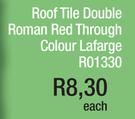 Roof Tile Double Roman Red Through Colour Lafarge R01330-Each
