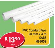 PVC Conduit Pipe 20mm x4m SABS H36059-Each