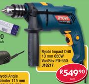 Ryobi Impact Drill 13mm 650W Var/Rev PD-650 J18217-Each