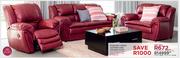 Stirling 3 Piece 1 Action Recliner Leather Airs Lounge Suite
