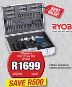 Ryobi 158 Piece Drill Driver Kit 18 Volt J22219-Each