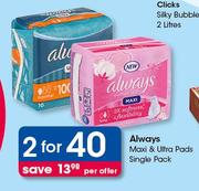 Always Maxi & Ultra Pads Single Pack-For 2
