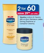 Vaseline Lotions & Creams(Excl Petroleum Jellies, Firming, Eventone Or Camphor Creams)-2x400ml 