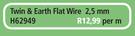 Twin And Earth Flat Wire 2.5mm-Per m