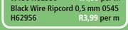 Black Wire Ripcord 0.5mm-Per m