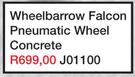 Lasher Falcon Pneumatic Wheel Concrete J01100-Each