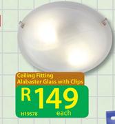 Ceiling Fitting Alabaster Glass With Clips H19578-Each