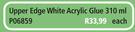Upper Edge White Acrylic Cornice Glue-310ml Each