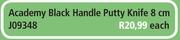 Academy Black Handle Putty Knife-8cm Each