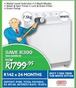 Defy 7.5Kg Twin Tub White DTT166