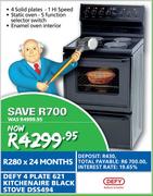 Defy 4 Plate 621 Kitchneaire Black Stove DSS494