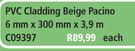 PVC Cladding Beige Pacino 6x300mm x3.9m C09397