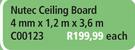 Nutec Ceiling Board 4mm x1.2x3.6m C00123-Each