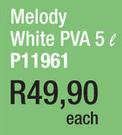 Melody White PVA P11961-5L Each