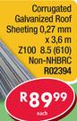 Corrugated Galvanized Roof Sheeting 0.27mmx 3.6m Z100 8.5(610) Non-NHBRC R02394-Each