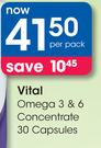 Vital Omega 3 & 6 Concentrate 30 Capsules-Per Pack