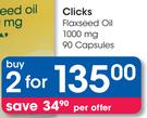 Clicks Flaxseed Oil 1000 mg 90 Capules-2 Packs