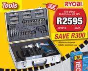 Ryobi 158 Piece Drill Driver Kit 18V J22219-Each