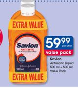  Savlon Antiseptic Liquid-500ml + 500ml Value Pack-Per Offer